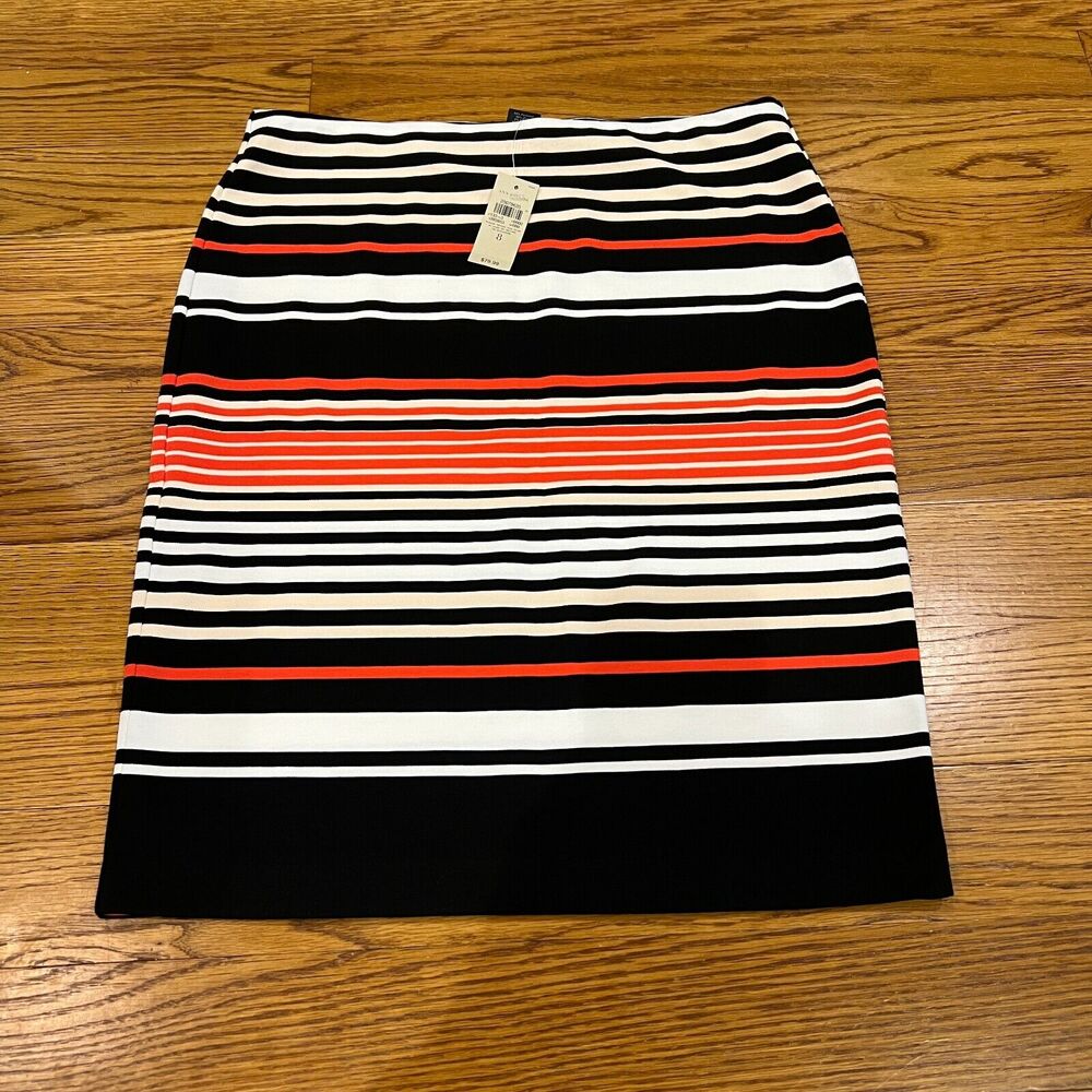 NWT - Ann Taylor Skirt Size 8 Striped Straight Pencil Knee Length